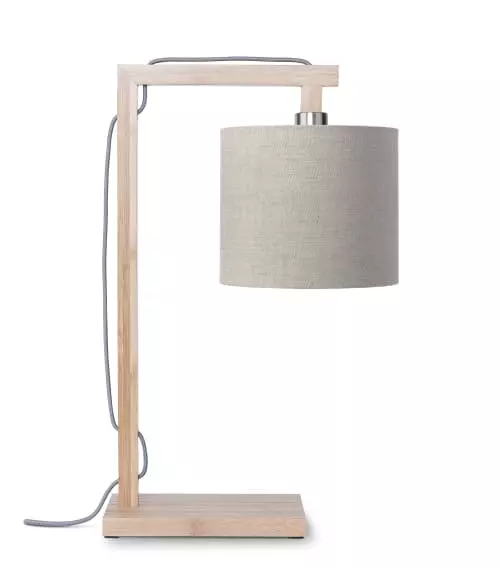 Good & Mojo Lampes à Poser Lampe De Table En Bambou Abat-jour En Lin Lin Foncé, H. 47cm 1 Good & Mojo Lampes à Poser Lampe De Table En Bambou Abat-jour En Lin Lin Foncé, H. 47cm