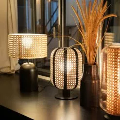 Keria Lampes à Poser Lampe De Table En Canage Naturel -Luminaires Soldes Boutique lampe de table en canage naturel 4