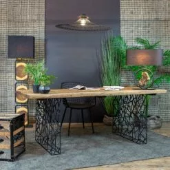 Now’s Home Lampes à Poser Lampe De Table En Métal Et Bois -Luminaires Soldes Boutique lampe de table en metal et bois 5