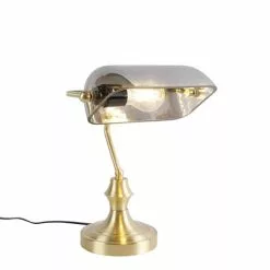 QAZQA Lampes à Poser Lampe De Table En Verre Doré/laiton -Luminaires Soldes Boutique lampe de table en verre dore laiton 4