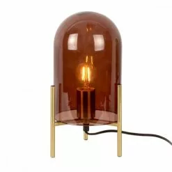 Present Time Lampes Ă Poser Lampe De Table En Verre Marron Diam 16x30cm