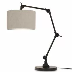 It's About Romi Lampes Ă Poser Lampe De Table Noire Flexible Et Abat-jour Gris Clair H100cm
