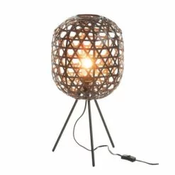 Meubles & Design Lampes à Poser Lampe Design Sur Pieds En Bambou Et Métal Noir -Luminaires Soldes Boutique lampe design sur pieds en bambou et metal noir 2