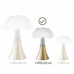 Martinelli Luce Lampes à Poser Lampe Dimmer LED Pied Télescopique Or H50-62cm -Luminaires Soldes Boutique lampe dimmer led pied telescopique or h50 62cm 5