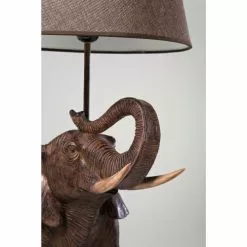 Kare Design Lampes à Poser Lampe éléphant En Polyrésine Marron Et Abat-jour En Lin -Luminaires Soldes Boutique lampe elephant en polyresine marron et abat jour en lin 3