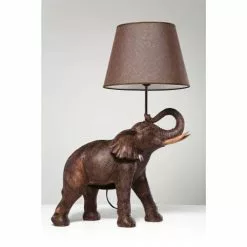 Kare Design Lampes à Poser Lampe éléphant En Polyrésine Marron Et Abat-jour En Lin -Luminaires Soldes Boutique lampe elephant en polyresine marron et abat jour en lin 4