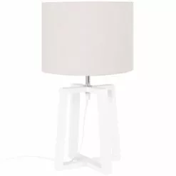 Maisons Du Monde Lampes à Poser Lampe En Bois D'hévéa Et Abat-jour En Coton Gris