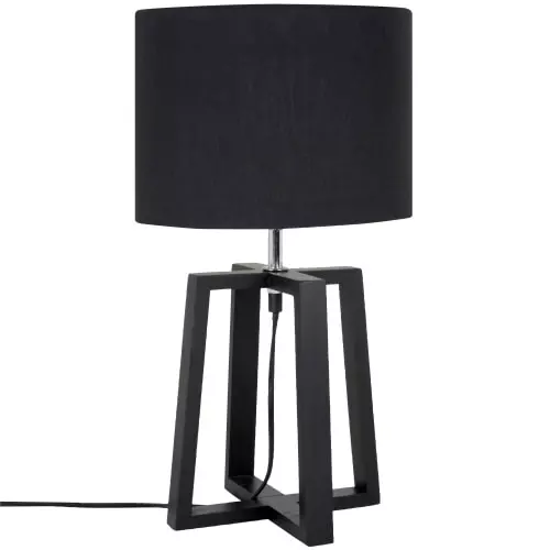 Maisons Du Monde Lampes à Poser Lampe En Bois D'hévéa Et Abat-jour En Coton Noir 1 Maisons Du Monde Lampes à Poser Lampe En Bois D'hévéa Et Abat-jour En Coton Noir