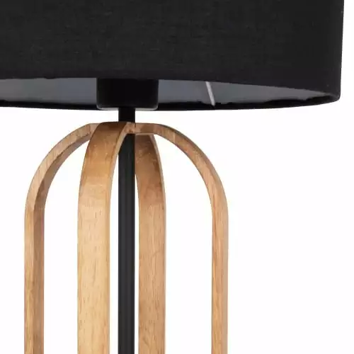 Maisons Du Monde Lampes à Poser Lampe En Bois D'hévéa Et Abat-jour En Coton Recyclé Noir 2 Maisons Du Monde Lampes à Poser Lampe En Bois D'hévéa Et Abat-jour En Coton Recyclé Noir – Image 2