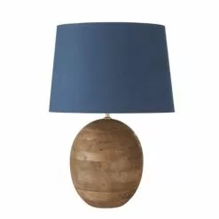 Maisons Du Monde Lampes Ă Poser Lampe En Bois De Manguier Et Abat-jour En Coton Bleu D43