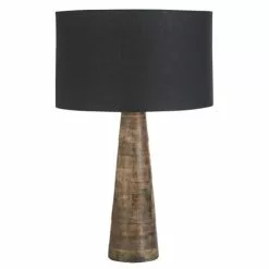 Maisons Du Monde Lampes Ă Poser Lampe En Bois De Manguier Et Abat-jour En Coton Noir H72