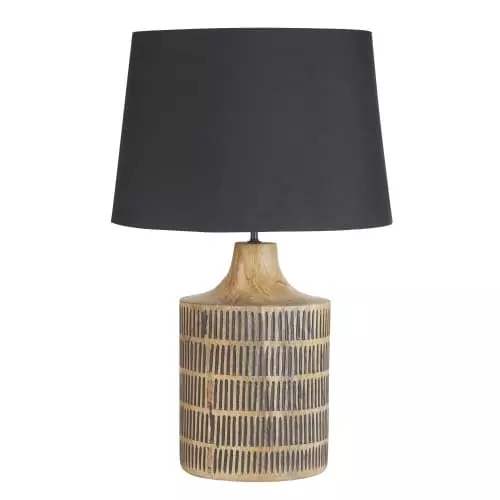 Maisons Du Monde Lampes à Poser Lampe En Bois De Manguier Gravé Et Abat-jour En Coton Noir H75 1 Maisons Du Monde Lampes à Poser Lampe En Bois De Manguier Gravé Et Abat-jour En Coton Noir H75