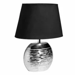 Maisons Du Monde Lampes à Poser Lampe En Céramique Argentée Abat-jour Noir