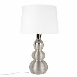 Maisons Du Monde Lampes à Poser Lampe En Céramique Argentée Et Abat-jour écru