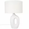Maisons Du Monde Lampes à Poser Lampe En Céramique Blanche Et Abat-jour En Coton