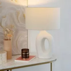 Maisons Du Monde Lampes à Poser Lampe En Céramique Blanche Et Abat-jour En Coton -Luminaires Soldes Boutique lampe en ceramique blanche et abat jour en coton 1000 15 10 227560 4