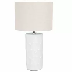 Maisons Du Monde Lampes à Poser Lampe En Céramique Blanche Et Abat-jour En Coton Beige