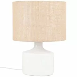 Maisons Du Monde Lampes à Poser Lampe En Céramique Blanche Et Abat-jour En Jute