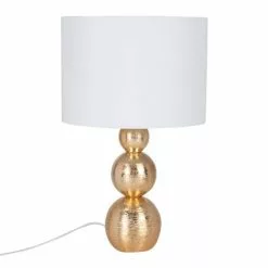 Maisons Du Monde Lampes à Poser Lampe En Céramique Dorée Et Abat-jour En Lin Blanc