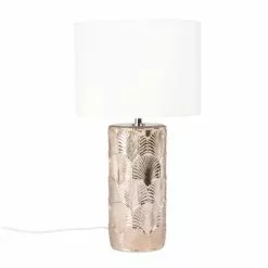 Maisons Du Monde Lampes à Poser Lampe En Céramique Dorée Sculptée Et Abat-jour écru