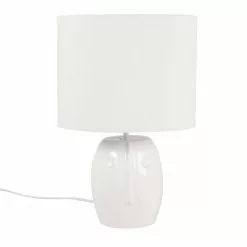 Maisons Du Monde Lampes à Poser Lampe En Céramique Et Abat-jour En Coton Blancs