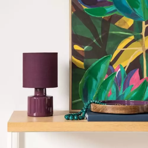 Maisons Du Monde Lampes à Poser Lampe En Céramique Et Abat-jour En Coton Violet Aubergine - Lot De 2 3 Maisons Du Monde Lampes à Poser Lampe En Céramique Et Abat-jour En Coton Violet Aubergine - Lot De 2 – Image 3
