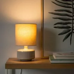 Maisons Du Monde Lampes à Poser Lampe En Céramique Gris Nuage Et Abat-jour En Coton écru -Luminaires Soldes Boutique lampe en ceramique gris nuage et abat jour en coton ecru 1000 13 0 225008 3