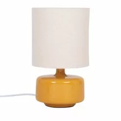 Maisons Du Monde Lampes à Poser Lampe En Céramique Jaune Et Abat-jour En Coton écru