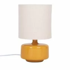 Maisons Du Monde Lampes à Poser Lampe En Céramique Gris Nuage Et Abat-jour En Coton écru -Luminaires Soldes Boutique lampe en ceramique jaune et abat jour en coton ecru junha 1000 14 1 225009 1