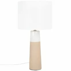 Maisons Du Monde Lampes à Poser Lampe En Céramique Marron Et Abat-jour En Coton Blanc