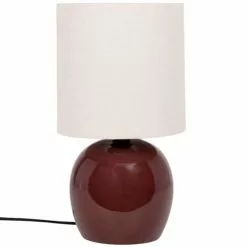 Maisons Du Monde Lampes à Poser Lampe En Céramique Marron Et Abat-jour En Coton Blanc