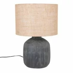 Maisons Du Monde Lampes à Poser Lampe En Céramique Noire Et Abat-jour En Jute