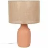 Maisons Du Monde Lampes à Poser Lampe En Céramique Rose Et Abat-jour En Raphia Beige