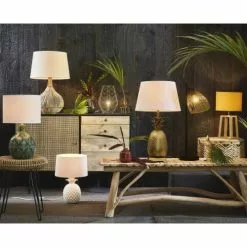 Maisons Du Monde Lampes à Poser Lampe En Céramique Verte Abat-jour En Coton Blanc -Luminaires Soldes Boutique lampe en ceramique verte abat jour en coton blanc 1000 0 32 171904 10