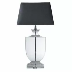 Maisons Du Monde Lampes Ă Poser Lampe En Cristal Et Abat-jour En Coton Noire H 65 Cm