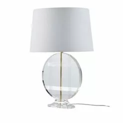 Maisons Du Monde Lampes à Poser Lampe En Cristal, Métal Doré Et Abat-jour Blanc