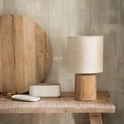 Maisons Du Monde Lampes à Poser Lampe En Eucalyptus Et Abat-jour En Coton écru -Luminaires Soldes Boutique lampe en eucalyptus et abat jour en coton ecru 1000 14 1 216645 5