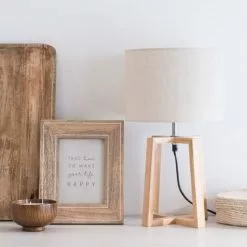 Maisons Du Monde Lampes à Poser Lampe En Hévéa Avec Abat-jour Coloris Gris Clair -Luminaires Soldes Boutique lampe en hevea avec abat jour coloris gris clair 1000 7 1 206149 3