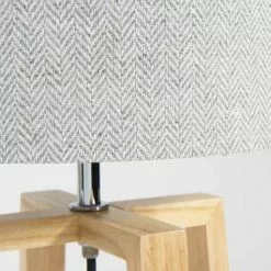 Maisons Du Monde Lampes à Poser Lampe En Hévéa Avec Abat-jour Gris -Luminaires Soldes Boutique lampe en hevea avec abat jour gris 1000 5 30 151730 2