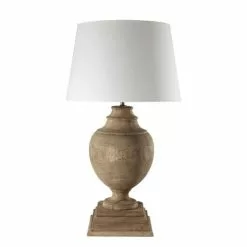 Maisons Du Monde Lampes Ă Poser Lampe En Manguier Et Abat-jour En Coton Blanc H 90 Cm