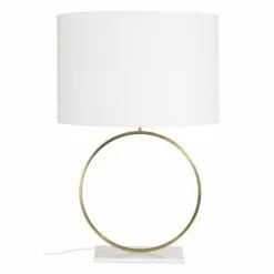 Maisons Du Monde Lampes à Poser Lampe En Marbre Blanc Et Métal Doré, Abat-jour En Coton Blanc