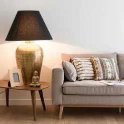 Maisons Du Monde Lampes à Poser Lampe En Métal Bronze Et Abat-jour Noir -Luminaires Soldes Boutique lampe en metal bronze et abat jour noir 1000 1 6 177413 10