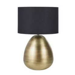 Maisons Du Monde Lampes à Poser Lampe En Métal Doré Et Abat-jour En Coton Noir D51