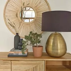 Maisons Du Monde Lampes à Poser Lampe En Métal Doré Et Abat-jour En Coton Noir D51 -Luminaires Soldes Boutique lampe en metal dore et abat jour en coton noir d51 1000 16 17 226337 2