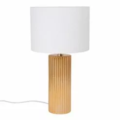 Maisons Du Monde Lampes à Poser Lampe En Métal Doré Et Abat-jour En Lin Blanc