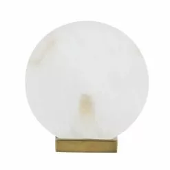 Maisons Du Monde Lampes à Poser Lampe En Métal Doré Et Cercle En Alabatre Blanche H32
