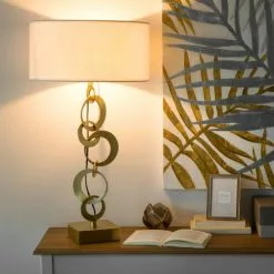 Maisons Du Monde Lampes à Poser Lampe En Métal Doré Et Coton Blanc -Luminaires Soldes Boutique lampe en metal dore et coton blanc 1000 3 40 165311 7