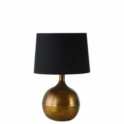Maisons Du Monde Lampes à Poser Lampe En Métal Doré Patiné Et Abat-jour Noir