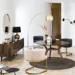 Maisons Du Monde Lampes à Poser Lampe En Métal Doré Patiné Et Abat-jour Noir -Luminaires Soldes Boutique lampe en metal dore patine et abat jour noir 1000 7 17 191036 8