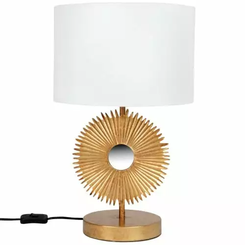 Maisons Du Monde Lampes à Poser Lampe En Métal Doré Soleil Sculpté Et Abat-jour Blanc En Coton Et Lin Recyclés 1 Maisons Du Monde Lampes à Poser Lampe En Métal Doré Soleil Sculpté Et Abat-jour Blanc En Coton Et Lin Recyclés